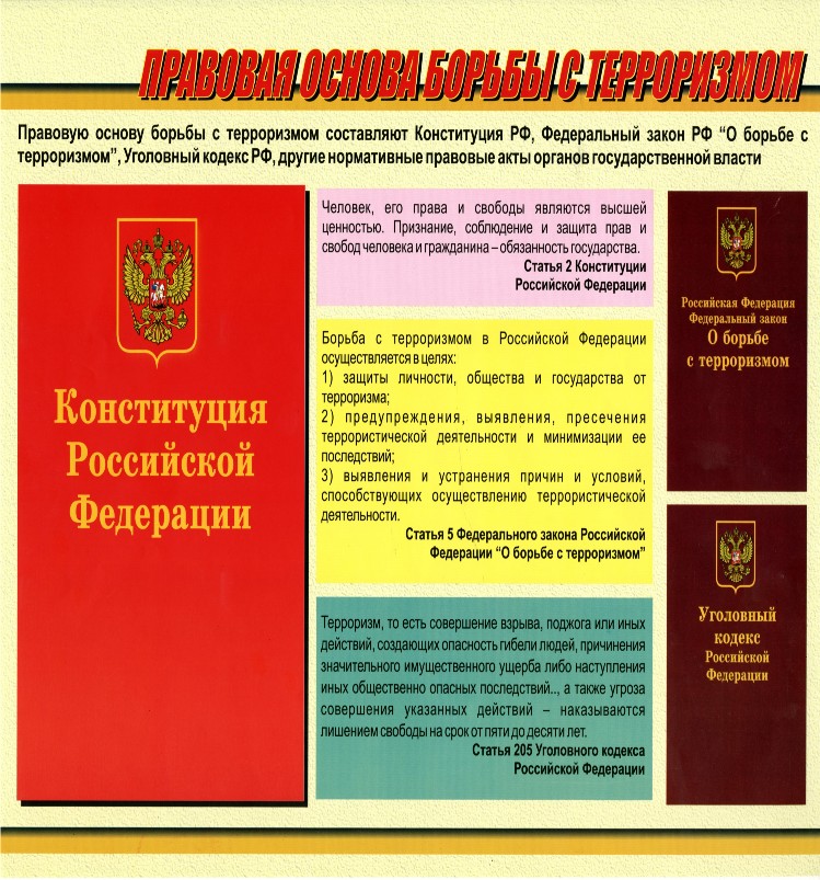 План на тему правовые основы антитеррористической политики российского государства